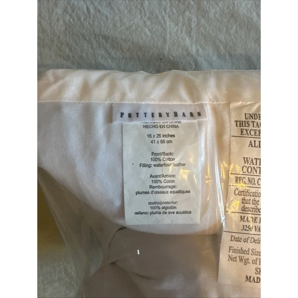 Pottery Barn 200 Thread Count Down Feather Lumbar Pillow Insert 16